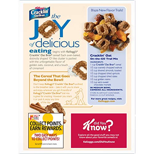 Kellogg’s Cracklin’ Oat Bran Breakfast Cereal, High Fiber Cereal, Kids