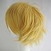 Alacos Unisex Cosplay Show Short Straight Hair Wig Women Men Cartoon Anime Con Party Dress Full Wigs Golden Wig+ Free Wig Cap