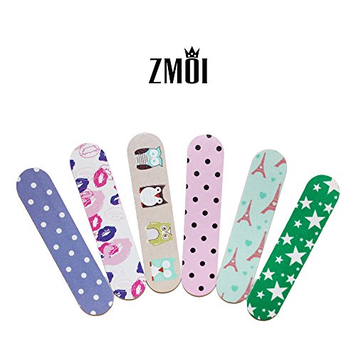 ZMOI 6 Pieces Colorful Girly Mini Emery Nail Files + 6 Pairs Heart Design Toe Separators Manicure/ Pedicure Kit