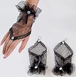 Piriuuo Damen Spitzenhandschuhe, Schleife Kurze Fäustlinge