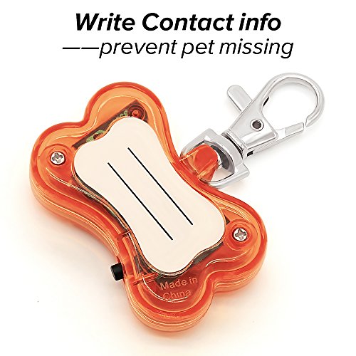 Pack of 2 PCS LED Dog Tag, Bone-Shape Light Up Pet Pendants, Glow in The Dark Pet ID Tags for Nighttime Dog Walking (Brown) - Thumbnail 3