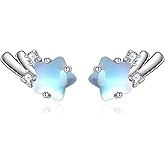 Star Earrings for Women Sterling Silver Moonstone Stud Earings Jewelry Gifts for Women
