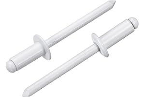 uxcell 100Pcs 3/16"x3/8" Round Head Blind Rivets, Zinc-Plated Carbon Steel Grip and Mandrel Cap Blind Rivets, White