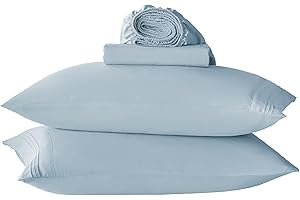 Yibeizi Light Blue Sheet Set Full Size, Kids Bedsheets Microfiber Deep Pocket Cute Bed Sheet & Pillowcase Sets 4 Pieces