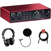 Focusrite Scarlett 2i2 USB-C Audio Interface (4th Gen) Bundle with Polsen HPC-A30 Studio Monitor Headphones, Pop Filter and XLR- XLR Cable