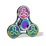 Opard Tri Rainbow Fidget Spinner R188 Central Bearing Colorful for Child and Adult (Zinc Alloy Engraving Colorful New)