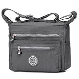 Fabuxry Women Shoulder Bags Nylon Cross Body Organizer Purse Small Messenger Gray