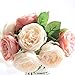 CQURE Artificial Flowers,Fake Silk Flowers 5 Heads Peony Wedding Bouquet Flower Arrangement for Home Decor Party Floral Centerpieces Decoration(Pink Champagne) …