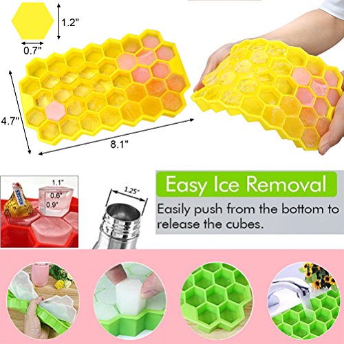 Silicone Ice Cube Trays 5 pack -Easy-Release and Flexible Ice Trays with Spill-Resistant Removable Lid, LFGB Certified and BPA Free, Stackable Durable and Dishwasher Safe