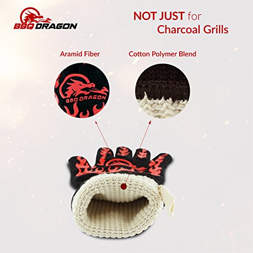 Extreme Heat Resistant Gloves - BBQ Gloves, Hot Oven Mitts, Charcoal Grill, Smoking, Barbecue Gloves for Grilling Meat Gloves, Insulated, Silicone Non-Slip Grips, U.S. Safety Tested - BBQ Dragon - Thumbnail 4