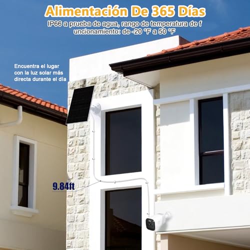 Cargador solar ring de 6W/5V,compatible con toda la gama de cámaras Ring(no compatible con cámaras sin baterías),viene con un puerto DC35+Tipo-C,un cable de carga de 1x3m y es resistente al agua IP66