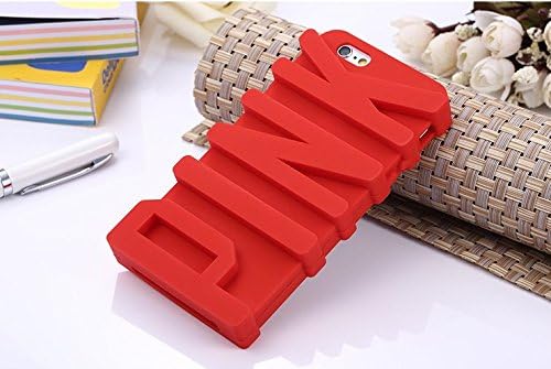 iPhone 7 Plus Case,Inspirationc 3D PINK big letters Silicone Case for iPhone 7 Plus 5.5 Inch--Red