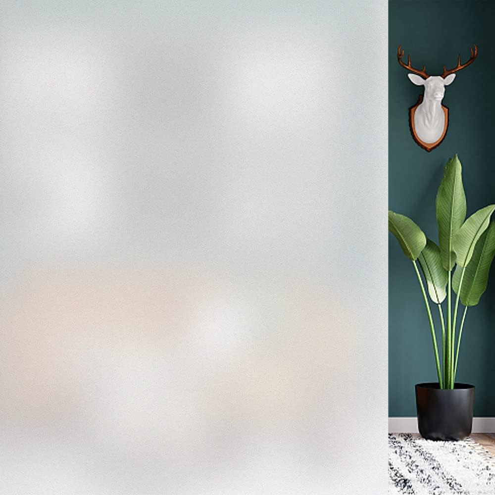 Window Treatments - HIDBEA Frosted Window Privacy Film - Non Adhesive Static Cling Glass Stickers Sun UV Blocking Heat Control Door Covering Decals for Home Office, 17.5 x 78.7 Inch