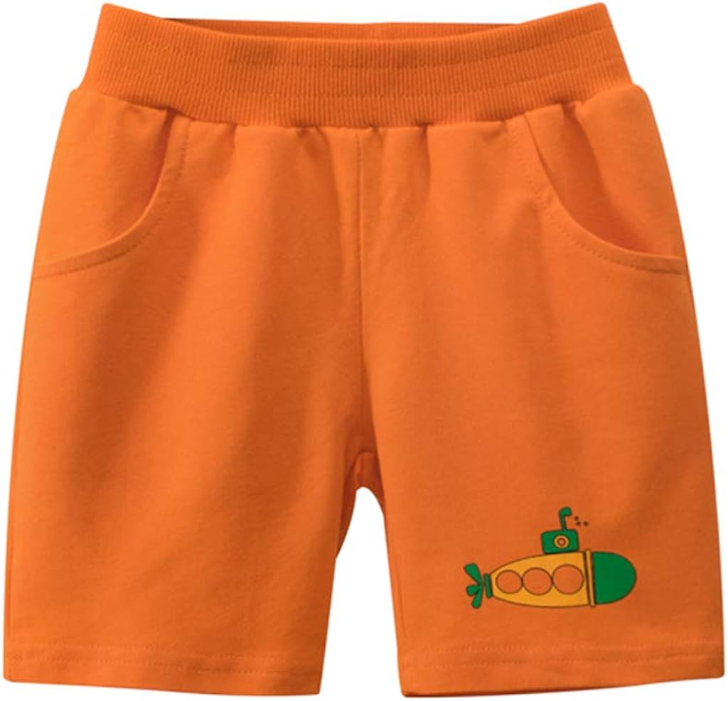 Boys Cotton Shorts Toddler Casual Sports Shorts with Elastic Waistband