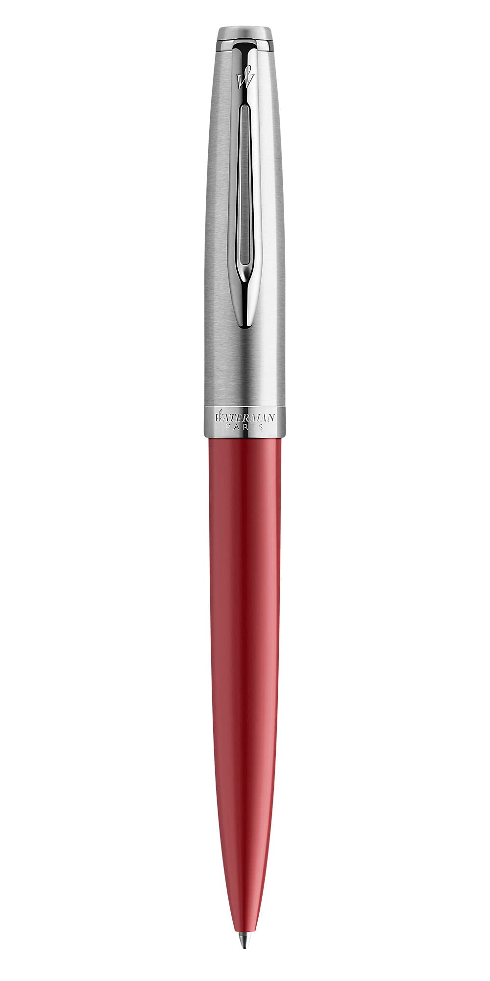 Waterman Emblème Ballpoint Pen, Red with Chrome Trim, Medium Point with Blue Refill, Gift Box