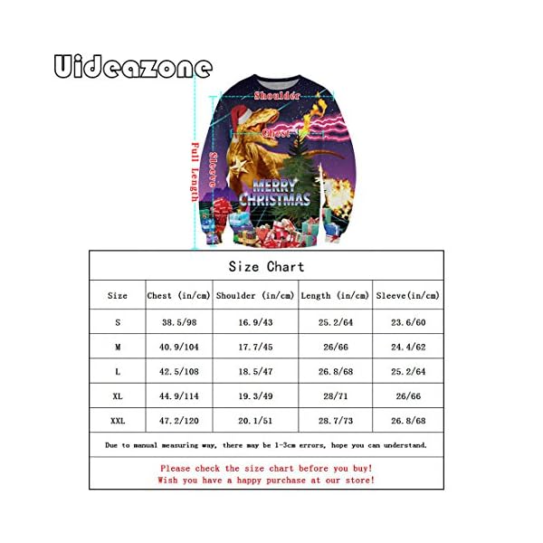 uideazone Men women Ugly Christmas Sweatshirts Printed Galaxy Dinosaur Long Sleeve Shirt Plus Size Dinosaur-2 Asia XXL… - Image 5
