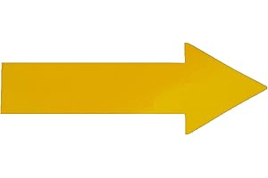 IFLOORTAPE DuraMark Yellow 10 Inch Thin Stem Arrows for 5S Lean Organization Floor Marking Have Heavy Duty Industrial Adhesive with Removable Poly Liner (Pack of 5)