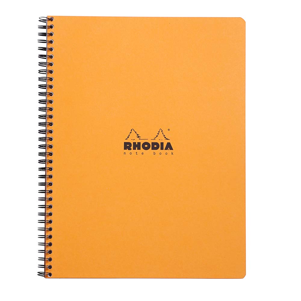 RHODIA 19310C - Spiral Notebook (Full Binding) Black or Orange Notebook - A4+ - Lined - 160 Detachable Pages 4-Hole Perforation - White Clairefontaine Paper 80 g/m - Classic