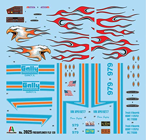ITALERI 3925S - 1:24 Freightliner FLD 120 (Classic) , Modellbau, Bausatz, Standmodellbau, Basteln, Hobby, Kleben, Plastikbausatz, detailgetreu, Unlackiert – Bild 7