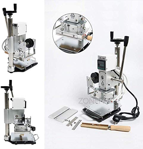 ZONEPACK Hot Foil Stamping Machine with Sliding Positioning Plate Tipper Stamper Bronzing Card Foil Custom Logo Embossing for PVC Leather PU and Paper Heat Press Branding Mask (110v)
