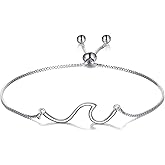 YFN Wave Bracelet Sterling Silver Wave of Life Bracelets Ocean Beach Inspirational Jewelry Retirement Gifts for Women Coworker Farewell Leaving Gifts