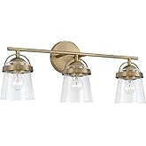 HomePlace by Capital Lighting 147031AD-534 Madison Transitional Clear Seeded Glass Vanity Light for Bathroom, 3-Light 300 Tot