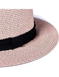 accsa Mujer UPF50 + Sombrero de paja de ala ancha Panama Bucket Fedora Beach Sun Hat