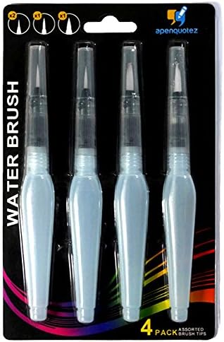 apenquotez Water Brush Pens (Set of 4) - Fine, Medium &amp; Broad Tips, Self-moistening, Portable, Perfect for Aquarelle &amp; Watercolor Painting and Peerless Watercolors
