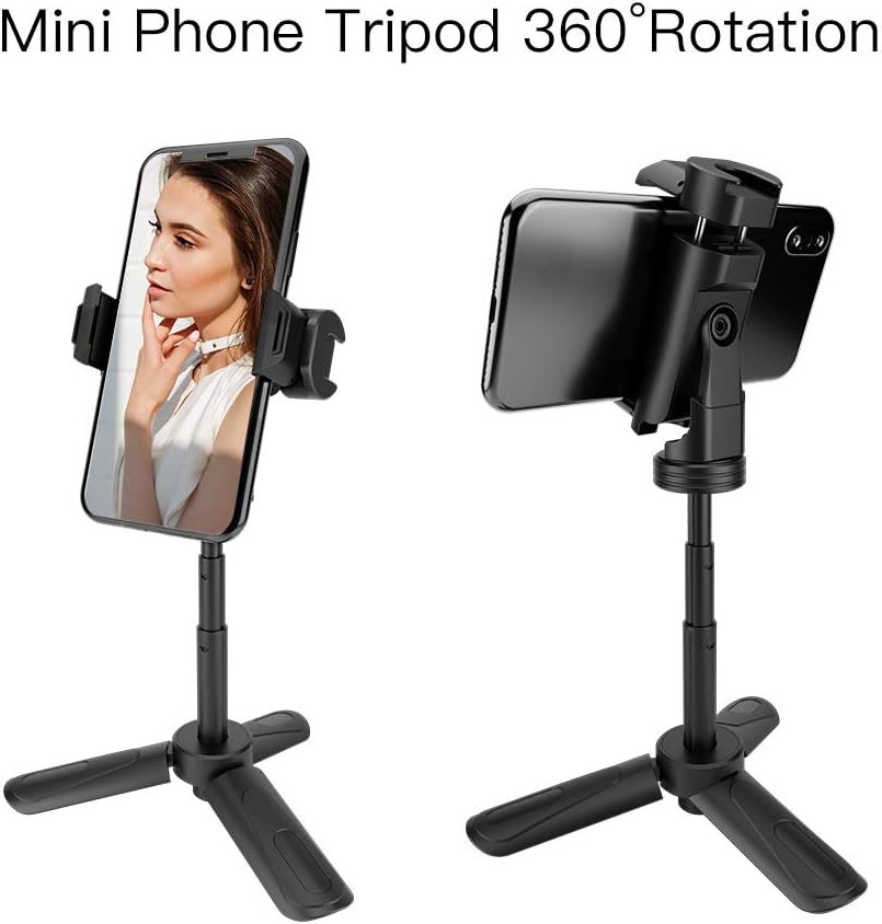 Phone Tripod, MOUNTDOG Portable Webcam Stand Mini Tripod Phone Holder, Extendable Tabletop Tripod Desktop Tripod Legs Compatible with iPhone/Camera/Samsung/Smartphone/Webcam, 360° Rotation, Black : Camera & Photo