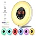 Sunrise Wake Up Light Alarm Clock, Blingco Digital LED Alarm Clock with FM Radio, Snooze/Sunset Function,7 Colors Night Lights,Nature Sounds,Touch Control Alarm Clock Radio for Heavy Sleepers