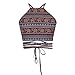 JomeDesign Women's Summer Halter Cross Hollow Boho Bandage Tank Camis Crop Top Vest, Spaghetti Elephant, One Size