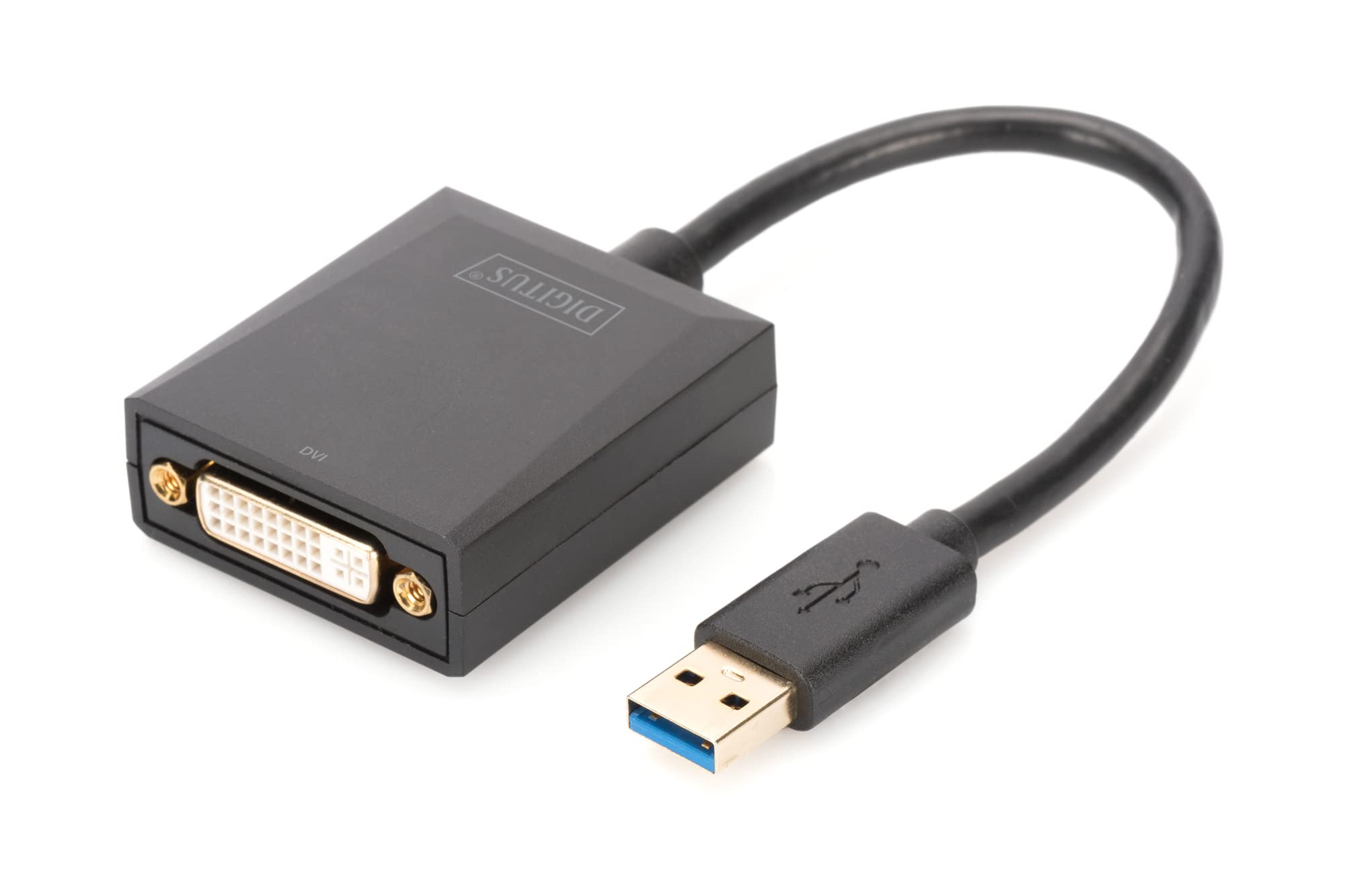DIGITUS USB 3.0 graphics adapter, USB A to DVI, full HD, 1920 x 1080 pixels, plastic, black