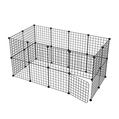 JYYG Small Pet Pen Bunny Cage Dogs Playpen Indoor Out Door Animal Fence Puppy Guinea Pigs, Dwarf Rabbits (24 Panels (Open Door), Black) - Thumbnail 6
