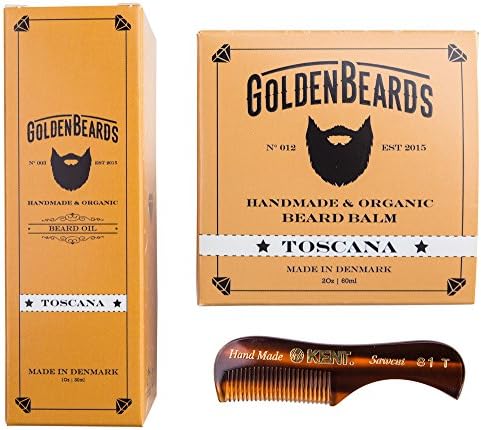 Beard Oil and Balm Kit for Men with Sensitive Skin, get our Handmade &amp; Organic Beard Oil (1Oz) and Beard Balm (2Oz) and a small comb, now you can get your beard oil kit for men gift. Toscana