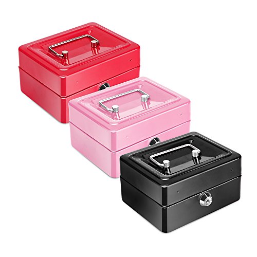 Small Cash Box, DDSKY Double Layer Design Organizer Save Coins Locking Storage Box Valentine's Day Gift (Pink) - Thumbnail 7