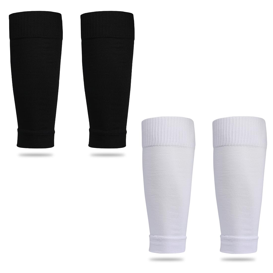 2 Pairs Football Sock Sleeves, Soccer Shin Guards Sleeves, Elasticity Sock Sleeves, Black Shin Pad Sleeves, Soft and Comfortable Cut Football Socks, for Football Games Beginner