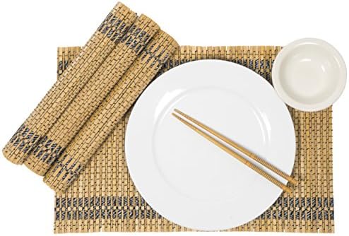 NEW - Sage Bamboo Placemat Set - Eco-Friendly Dining Table Mats - Set of 4 - Tropical Decor for Indoors Or Outdoors (Natural Bamboo)