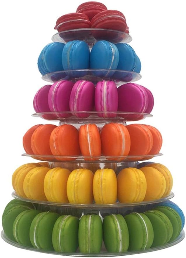 ningxiao586 6 Tier Round Macaroon Pyramid, Transparent Macaron Tower Stand Cake Display Rack For Party Wedding