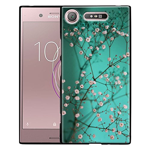Sony Xperia XZ1 Case, Linkertech Slim Air Armor Thin Fit Silicone Gel Soft TPU Bumper Durable Flex and Easy Grip Protective Case for Sony Xperia XZ1 (2017) (Plum Blossom)