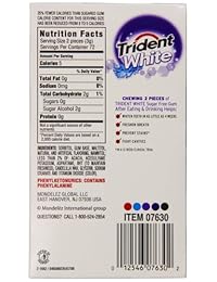 Trident Azúcar Blanco Free Gum, cool Rush, Paquete de 16 piezas (Pack de 9)
