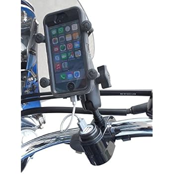 mount ball usb motorcycle gears handlebar charging phone grips atv ram cell charger chrome dual port