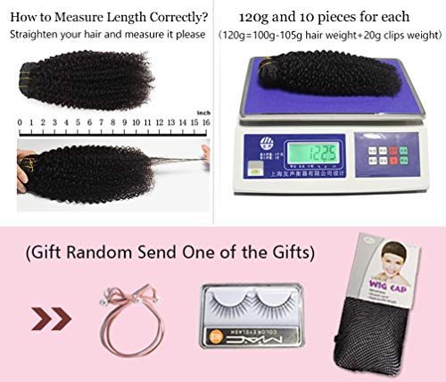 Jiarosi Kinky Curly Clip in Hair Extensions 14 inch 3C 4A Afro Curly Hair Clip ins,Thick 8A Brazilian Real Remy Human Hair Kinkys Curly Clip ins for Woman, Natural Black Color,10Pcs/Set,120 Gram(14)