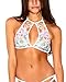 iHeartRaves Rainbow Daisy Sheer Mesh Keyhole Halter Rave Crop Top (One Size)