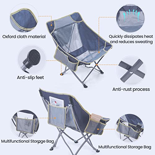 Campingstuhl, Tragbarer Campingstuhl mit Tragetasche, Leicht und Tragbar, Kleiner Klappstuhl, rutschfest, Keine Installation Erforderlich, Geeignet für Camping, Abenteuer, Angeln, Wandern usw.