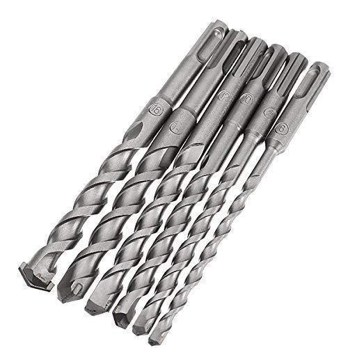 6pcs SDS-Plus Rotary Hammer Drill Bit Set Round Handle Two Slots Impact Drill Bits 6mm 8mm 10mm 12mm 14mm 16mm