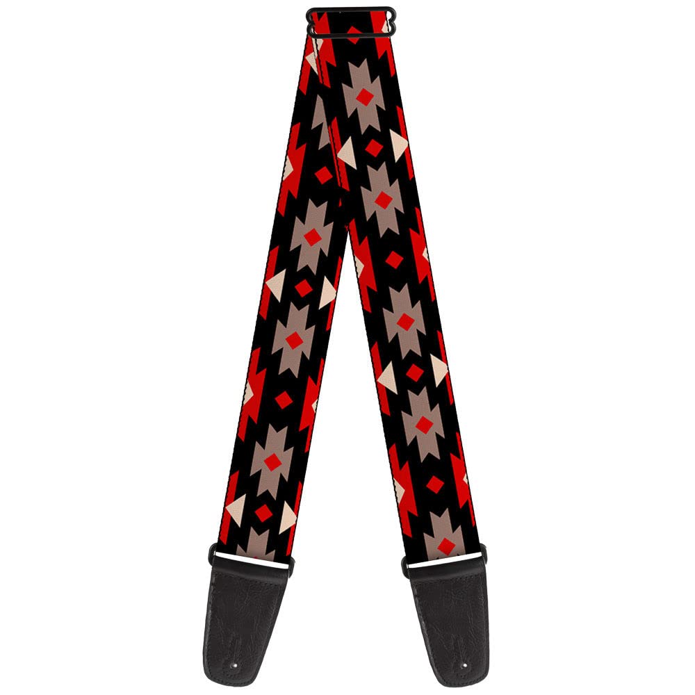 Buckle-Down GS-W31429 Guitar Strap Navajo Red Black Gray Red 2 Inches Wide, 34-60"