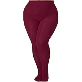 MERYLURE 240D Plus Size Tights for Women Opaque Control Top Pantyhose Ultra Soft High Waist Solid Color Footed Stockings