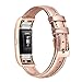 bayite Bands Compatible with Fitbit Charge 2, Slim Genuine Leather Band Replacement Accessories Strap Charge2 Women Men (Rose Gold, 5.5 Inch - 6.7 Inch)
