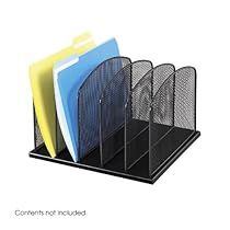 Safco Products 3256BL Onyx Mesh Desktop Organizer with 5 Vertical Sections, Black
