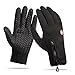 anqier Cycling Gloves, Waterproof Full Finger Touchscreen Gloves Winter Gloves for Men and Women, Black-D, Small